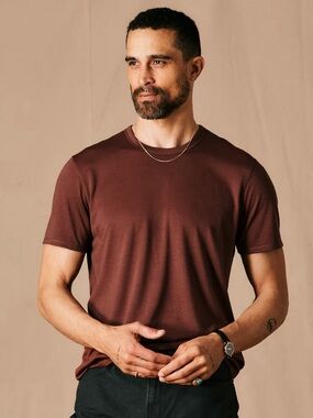 Proof Classic Fit 72 Hour Merino Wool T-Shirt Size L Oxblood Brown Red Casual